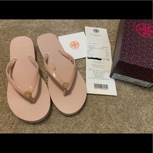 NWT TORY BURCH SOLID THIN FLIP FLOP SEASHELL PINK SZ 8